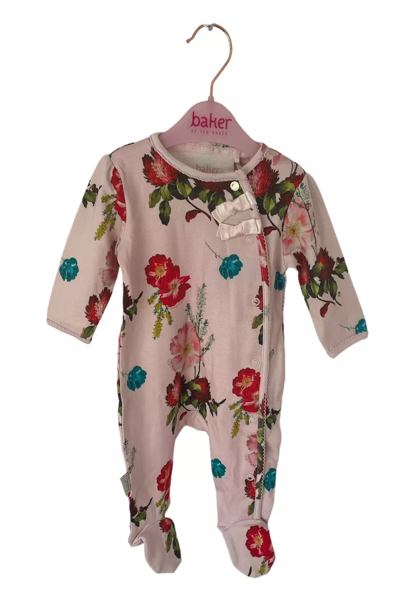BNWT Ted Baker Baby Girl Ralfi Floral Pink Sleepsuit Jumpsuit Babygrow 0 3 Month