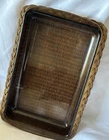VTG Pyrex Corning Baking Casserole Dish 232 Brown Amber Glass Rectangle Basket
