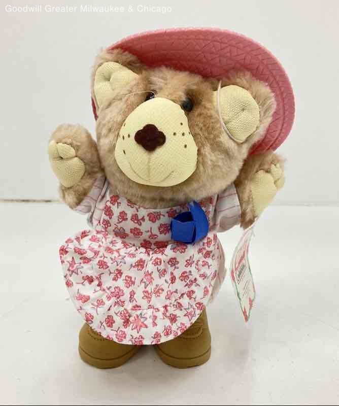 Furskins Brown Pink Floral Hattie Plush Bear Collectible Toy 1986 Wendy's