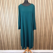 Roman Midi Dress UK 20 Emerald Green Long Sleeve Jersey Loose