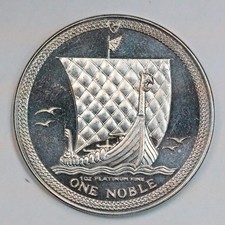 1985 Isle Of Man One Noble 1 Oz Platinum Coin Viking Longship Elizabeth II 2797.99 per troy oz