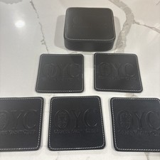 5 Leather Lake of the Ozarks Yacht Club Drink Coasters w/Holder EUC Missouri