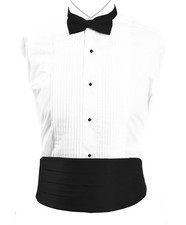 Classy Black Cummerbund and Bow Tie Set with Box, Black Satin, One Size