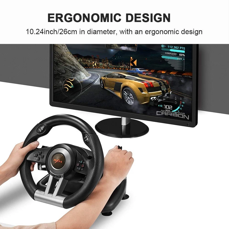 PXN PC Racing Wheel, V3II 180 Degree Universal Usb Car Sim Race Steering Whee... - Image 4 of 4