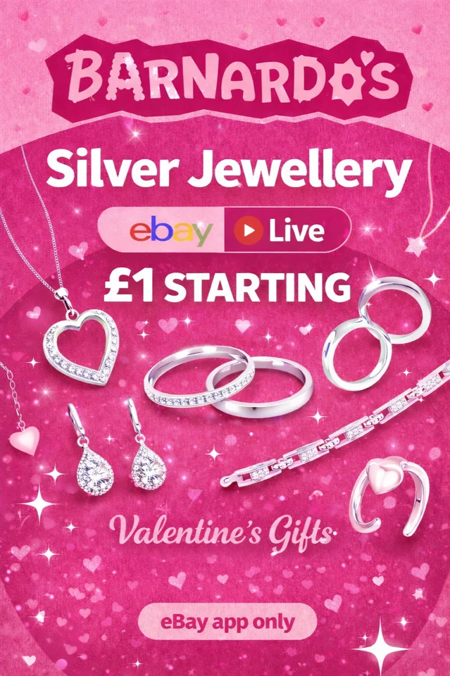Barnardo’s Charity Silver Jewellery Auction Valentine’s Gifts £1 Start