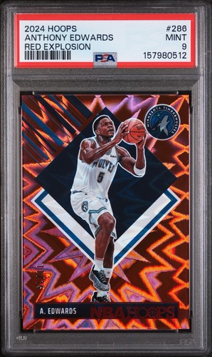 Panini NBA Hoops 2024-25 Anthony Edwards Tribute Red Explosion /15 #286 PSA 9