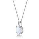1.60 Ct Oval White Opal and Diamond Sterling Silver Pendant 18" Chain — photo 2