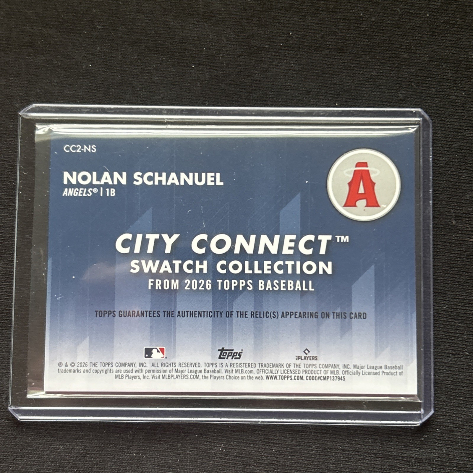 2026 Topps Series 2-Nolan Schanuel City Connect Game-Used Jersey Relic-Angels view 2