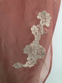 Vintage Valerie Stevens Sheer Lingerie Slip Lace Babydoll Medium VTG