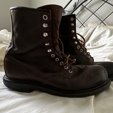 Vintage red wing boots size 10.5 steel toe dark brown made in USA