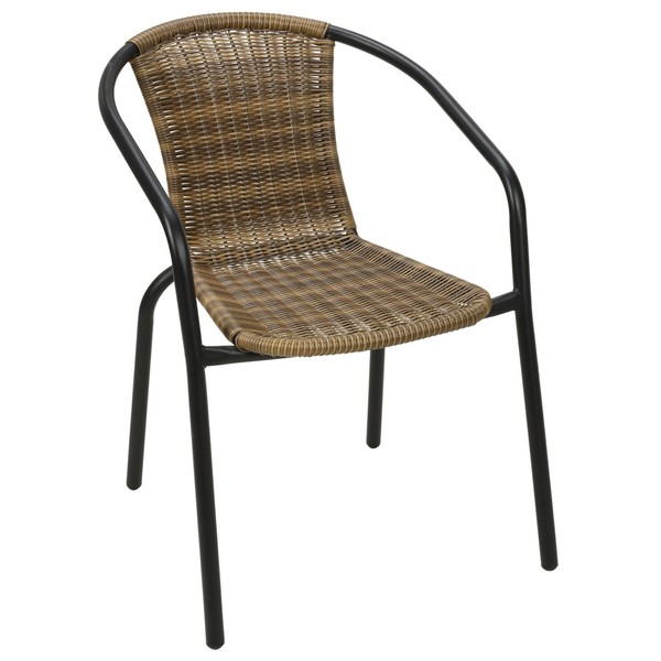 Rattan Stapelstuhl Bistrostuhl Gartenstuhl Cappuccino /Schwarz-image