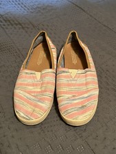 Toms Woman Flat Shoes Stripped Slip On Size 9W