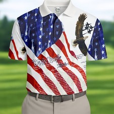 We The People Bald Eagle American Flag Golf Tops For Men 250th Anniversary Patri