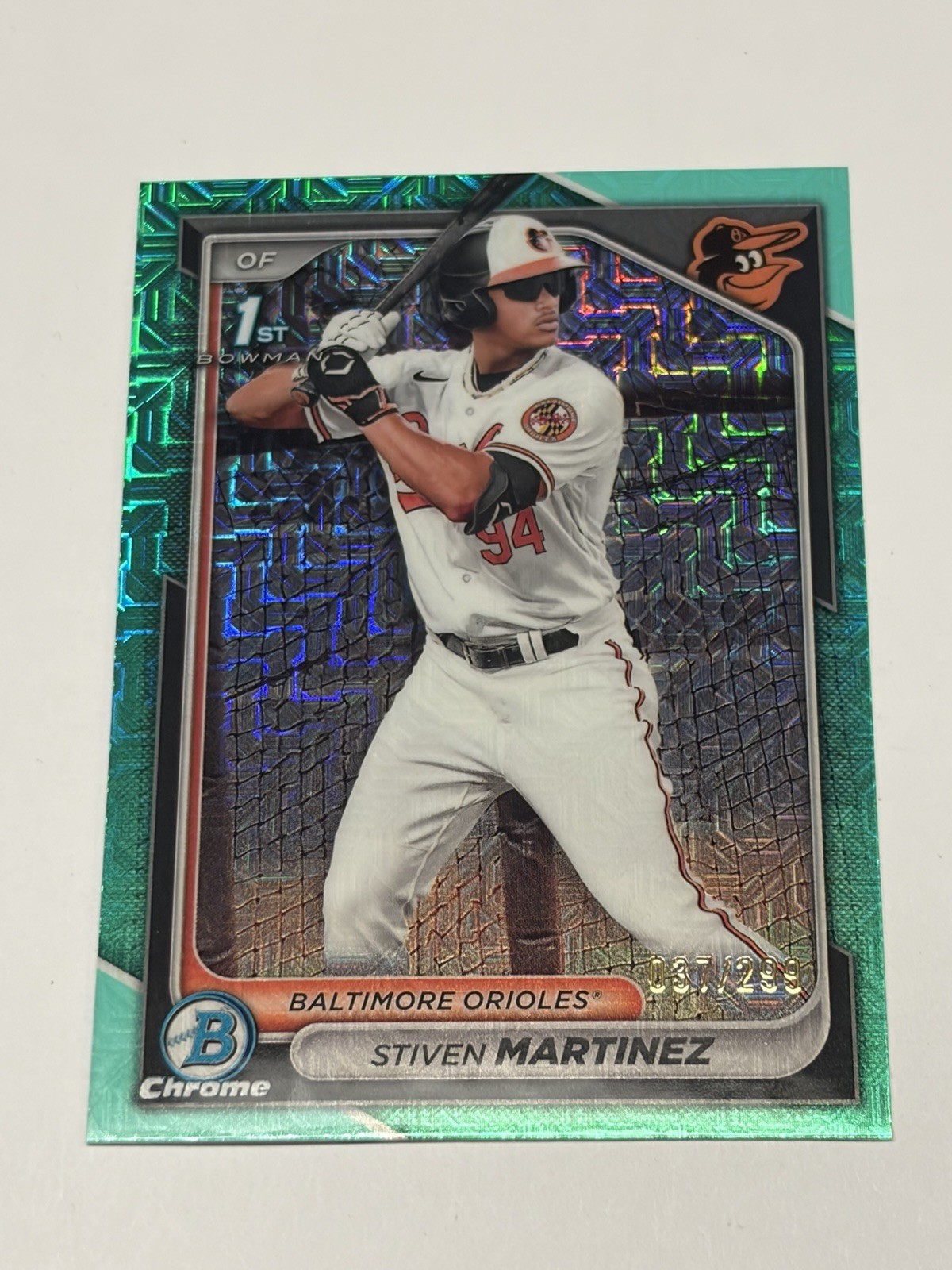 2024 Bowman Chrome Stiven Martinez Aqua Mega Mojo Refractor 1st /299 #BCP-229