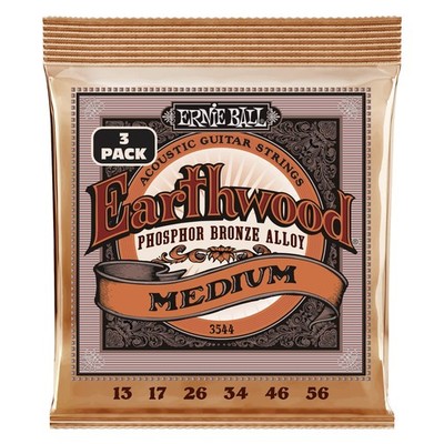 Ernie Ball Earthwood Medium Phosphor Bronze Acoustic 3-Pack, (13-56)
