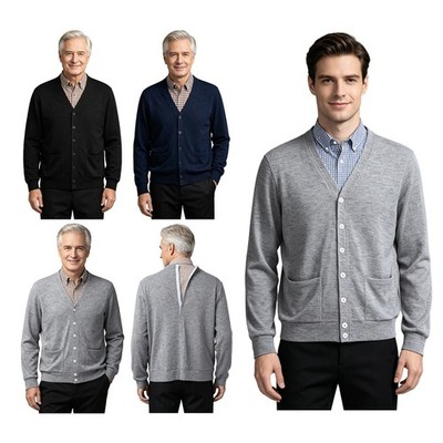 Mens Knitted Shirt Special Needs Clothes Outerwear Stretchy Cardigan Casual Top