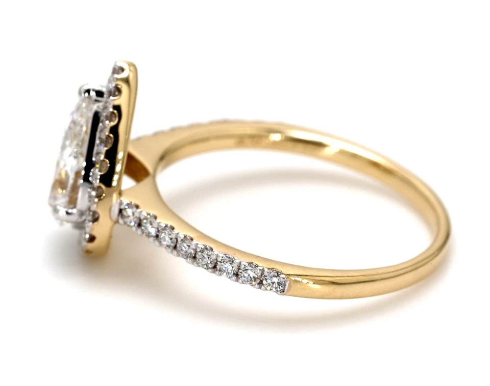 Attractive Look 1.50Ct Pear Cut Lab Grown Diamond/CVD Halo Ring 14k White Gold - Image 2 of 4