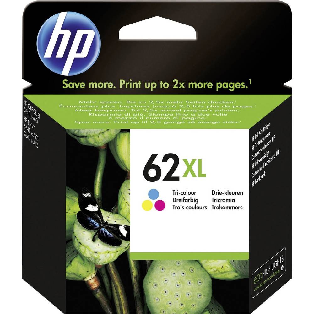 Cartouche d'encre trois couleurs HP 62XL haute capacité cyan magenta jaune C2P07AE d'origine