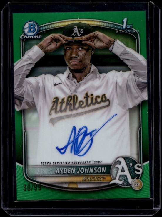 2025 Bowman Chrome Baseball Ayden Johnson #CPA-AJ Auto Green Refractor /99