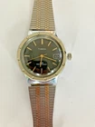 Vintage 72 Timex Marlin RoyalOak Style Motion Wrks Silver/Gold Tone, Black Dial