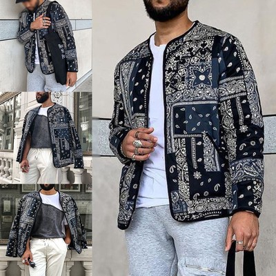 Schlanke schwarze Herren Baseball Jacke mit auffälligem Blumenmuster Design
