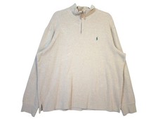 Polo By Ralph Lauren Mens Beige Quarter-Zip Pullover Sweater XL 100 Cotton