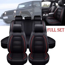 For Jeep Car Seat Cover 5-seats Full Set Pu Leather Front Rear Deluxe Cushion