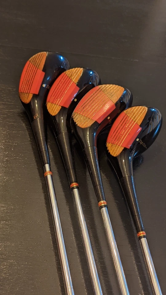 4 Spalding Top-Flite Vintage Wood Set W/ Covers Registered Bird On Ball Set  - Image 3 of 4