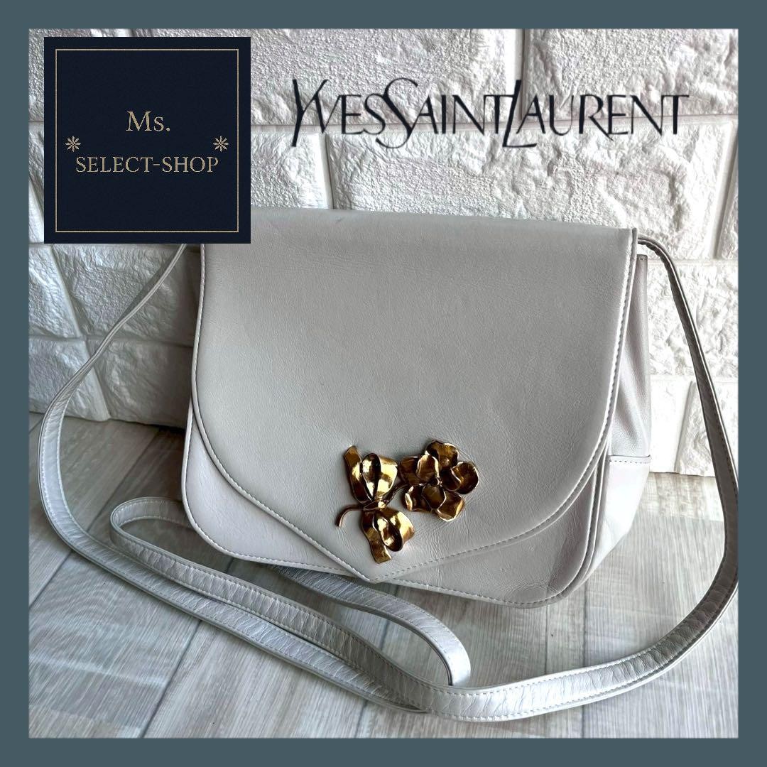Borsa a tracolla Yves Saint Laurent YSL Cassandra pelle bianca autentica F0803152