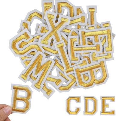 52 Stück Aufnäher Buchstaben, Gold Buchstaben Patches von A bis Z, Alphabet A
