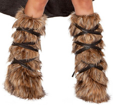 Women Fuzzy Faux Fur Leg Warmers Cosplay Christmas Halloween Party Costume Boot