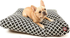 Black Bamboo Medium Rectangle Dog Bed with Washable Cover for Indoor/Outdoor Use