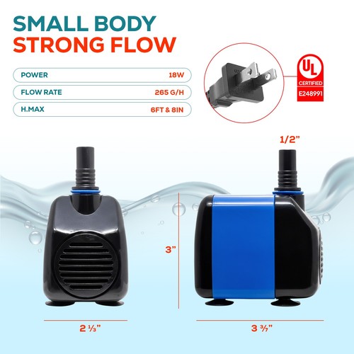 265GPH Adjustable Submersible Powerhead Water Pump Quiet Aquarium Fish Tank 2pcs - Picture 2 of 6