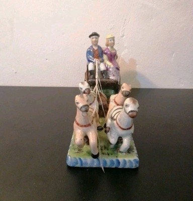 Vintage Porzellan 4 Pferdekutsche Figur Postkutsche Ornament Retro
