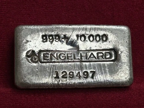 Engelhard 10oz 999 Vintage Silver Bar,3rd Series,bull Logo,