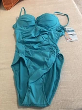 Bright Aqua Love Your Assets SPANX Power Suit M Push-Up One Piece NWT 