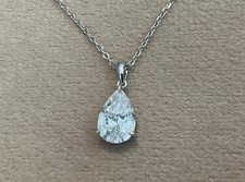 2.0 Carat Lab Created Pear Cut Diamond Pendant inc Necklace Platinum Plated 925