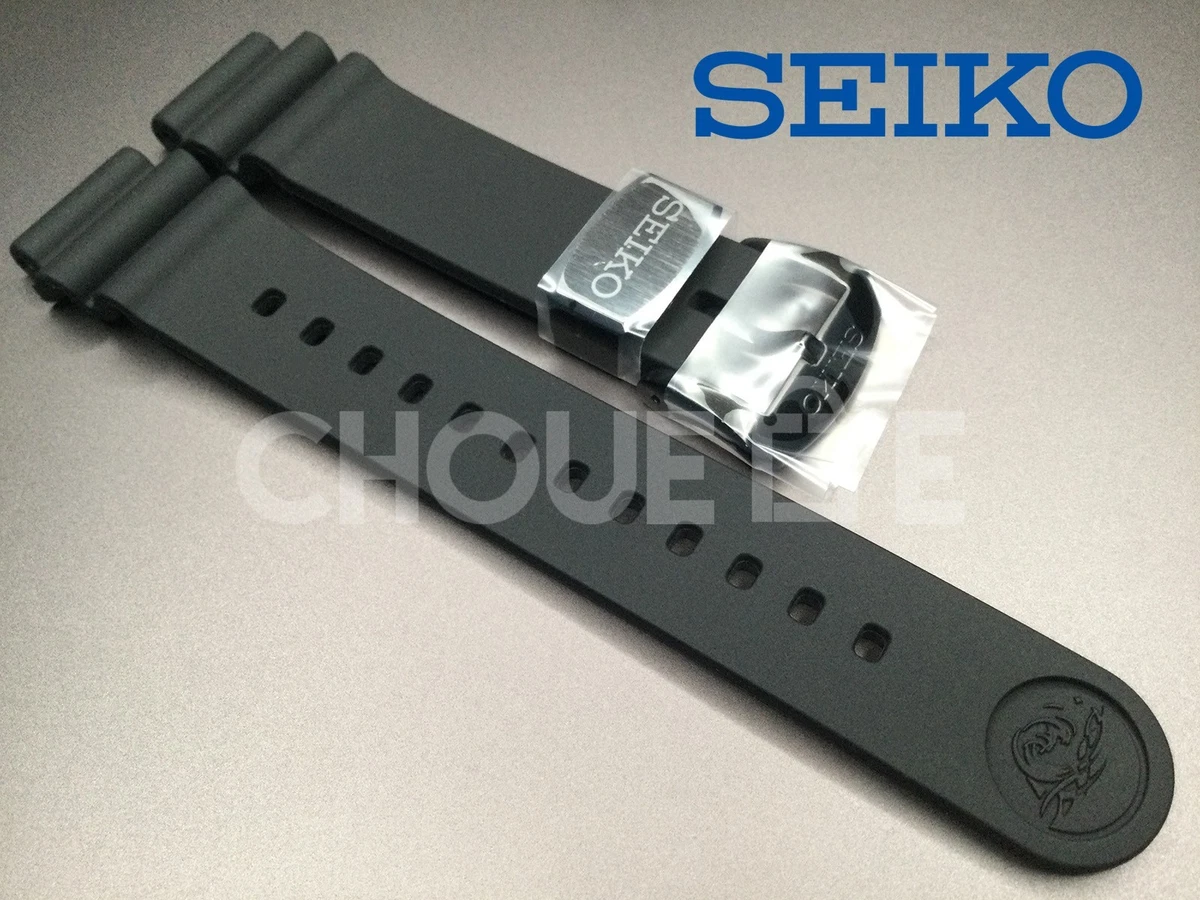 Bracelet De Remplacement Seiko En Uréthane Noir 20mm - Pour Modèles SBDX001, SBDX003 - Confortable Et Sportif