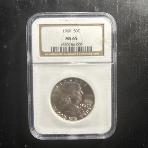 1960 Franklin Half Dollar NGC MS 65 Brilliant White Beauty