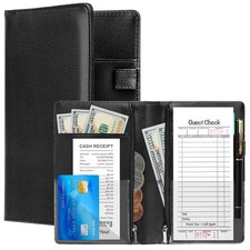 Server Book for Waitress, Leather Waitress Book with Zipper Pocket Organizer