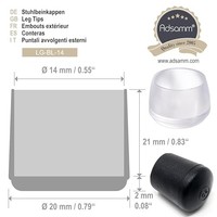 Stuhlbeinkappen Schwarz 16X ø13-14Mm Rund Adsamm® MöBel Schutz