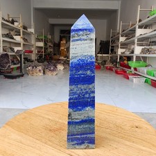 530g Natural Rock Lapis Lazuli Quartz Crystal Stone Point Healing Wand Obelisk