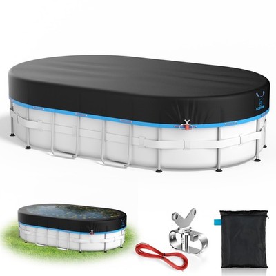 9x18 Ft Oval Pool Cover, Heavy Duty Pool Cover Protector with Winch & Cable, ...