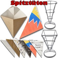 Spitztüten Pommes-Frites-Spitztüten Papiertüten Pommestüten Bonbontüten Popcorn