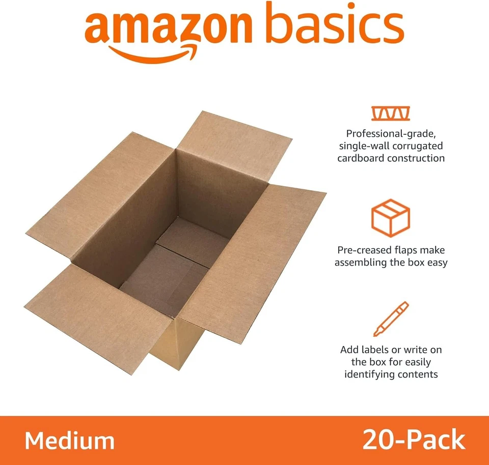 Professional Grade Cardboard Boxes, 20 Pack, Medium - Image 4 of 4