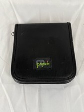 Black Leather Zippered Portable CD Storage Case