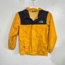The North Face Rain Jacket Boys M 10/12 Yellow Black DryVent Hooded Shell