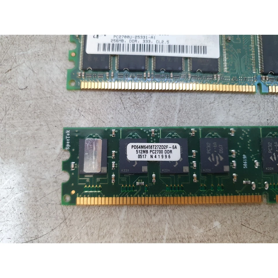Lot Of 2 Micron MT8VDDT3264AG-335G4 & PD64M6408T27ZD2F DDR RAM (256MB & 512MB) - Image 3 of 4