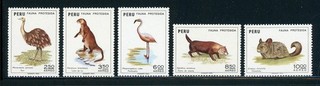 PERU MNH Selections: Scott #C372 C376 Protected Species Wildlife FAUNA CV$18