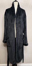 Tommy Bahama Men's L/XL Plush Fleece Robe Embroidered Marlin Cozy Navy Blue